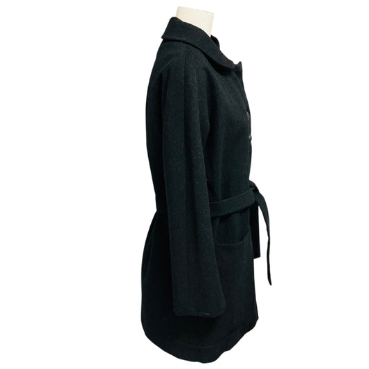 Chloe Anthracite Grey Belted Wool Coat with Asymmetrical Buttons
