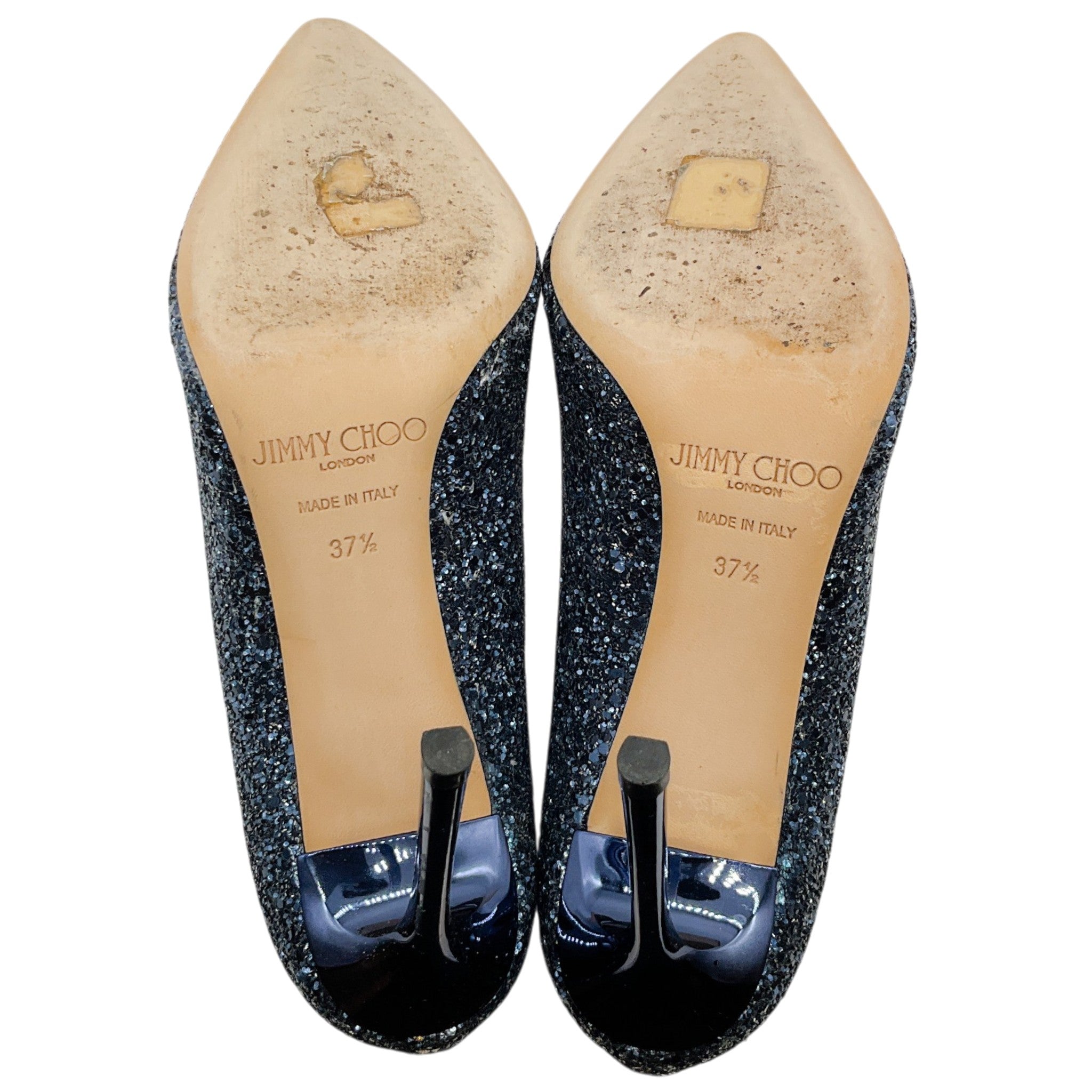 Jimmy Choo Navy Blue Glitter Pumps