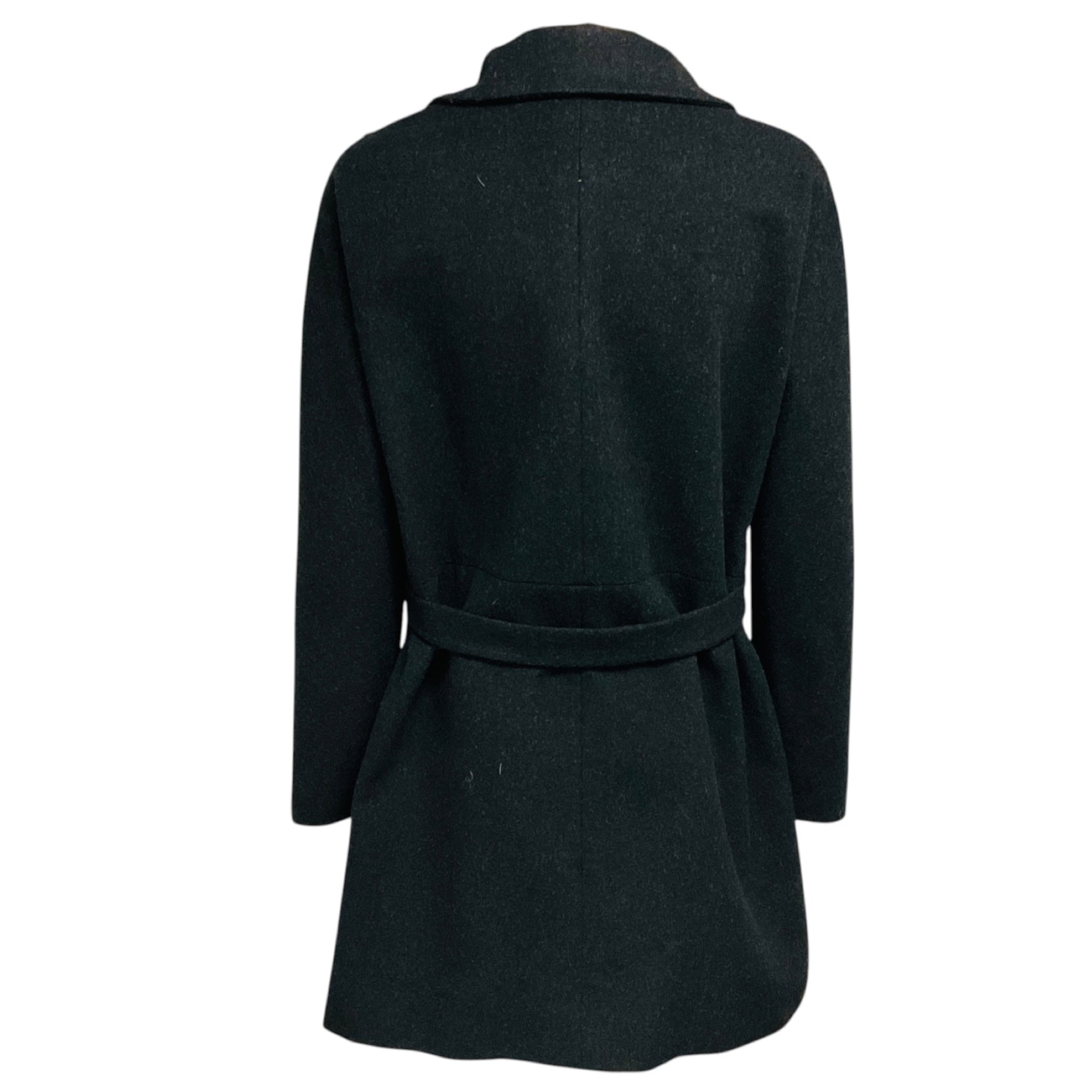 Chloe Anthracite Grey Belted Wool Coat with Asymmetrical Buttons