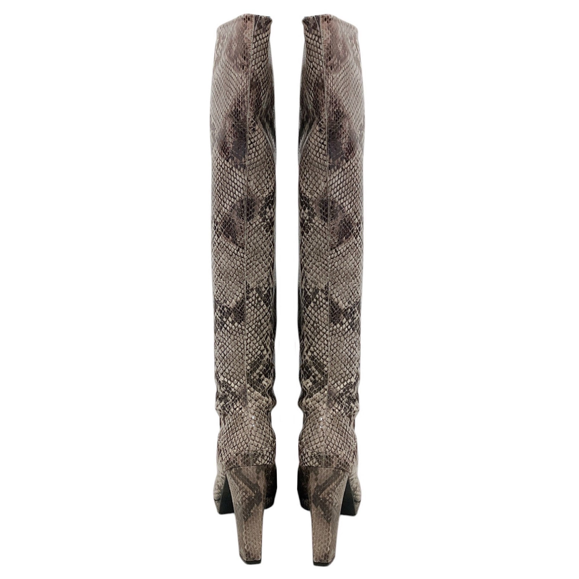 Stuart Weitzman Beige / Brown Snake Print Tall Boots