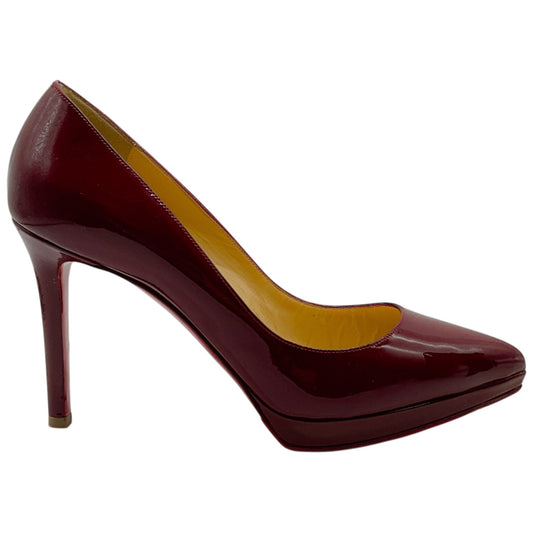 Christian Louboutin Dark Red Patent Leather Pigalle Plato Platform Pumps