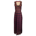 Load image into Gallery viewer, Alaia Burgundy / Black Sleeveless Laser-Cut Knit Maxi Dress
