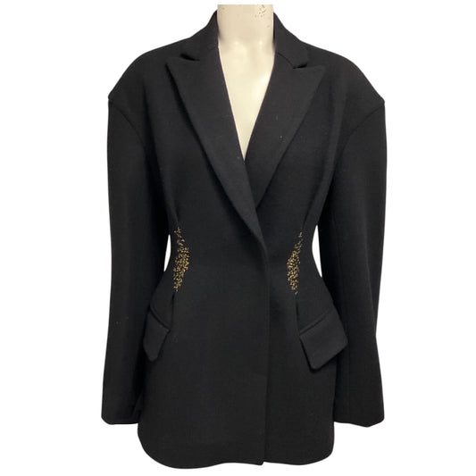 Dries Van Noten Black / Gold Metal Thread Embroidered Wool Jacket / Coat