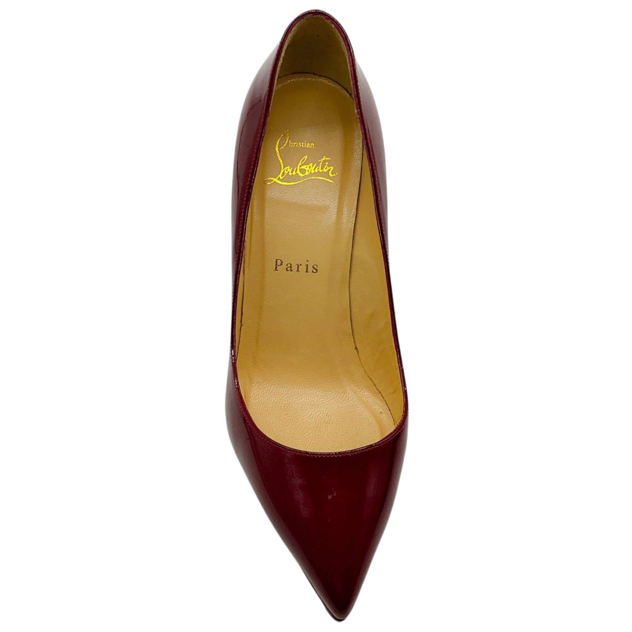 Christian Louboutin Dark Red Patent Leather Pigalle Plato Platform Pumps