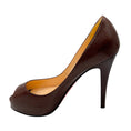 Load image into Gallery viewer, Christian Louboutin Brown Very Prive 120 Peep Toe Leather Pumps
