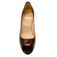 Load image into Gallery viewer, Christian Louboutin Brown Very Prive 120 Peep Toe Leather Pumps
