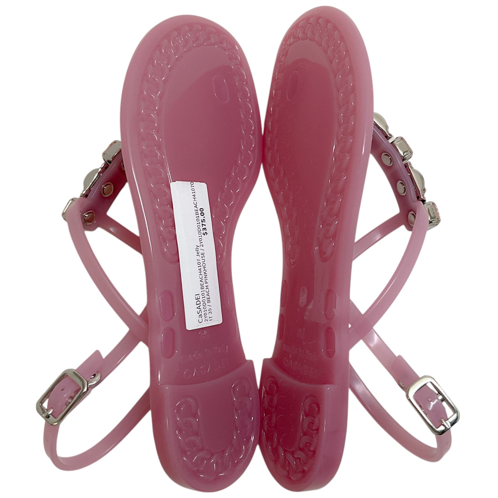 Casadei Beah Pinkhouse Jeweled Jelly Sandals