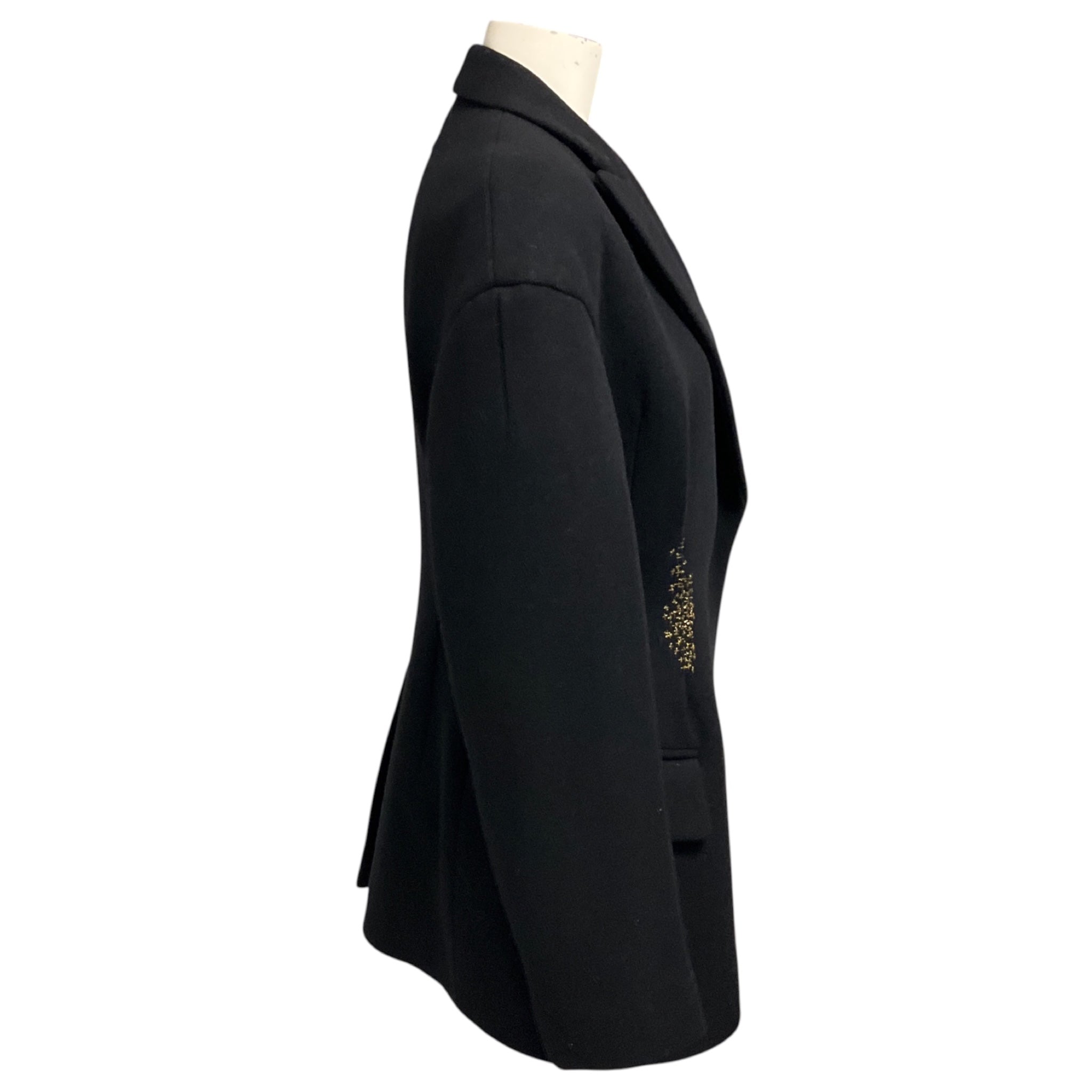 Dries Van Noten Black / Gold Metal Thread Embroidered Wool Jacket / Coat