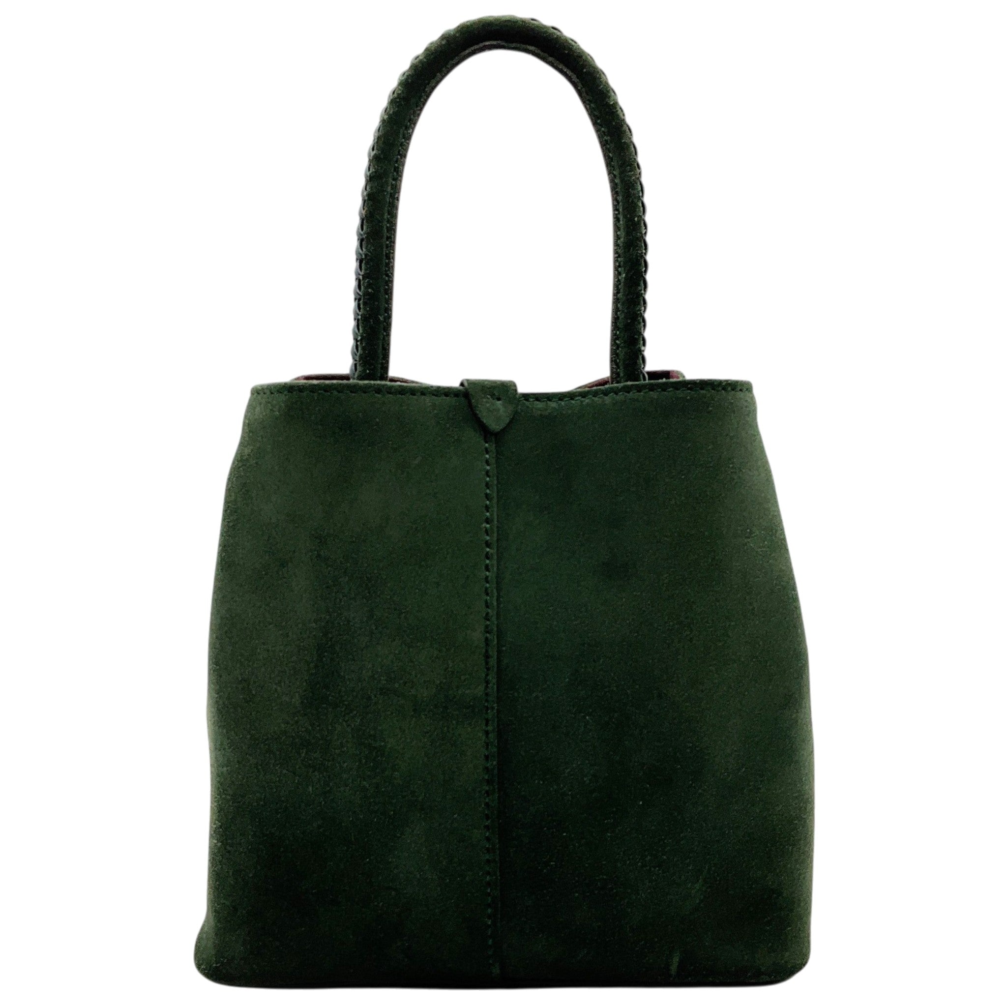 Métier Green Suede Vérité Mini Braided Leather Trimmed Tote
