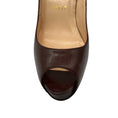 Load image into Gallery viewer, Christian Louboutin Brown Very Prive 120 Peep Toe Leather Pumps
