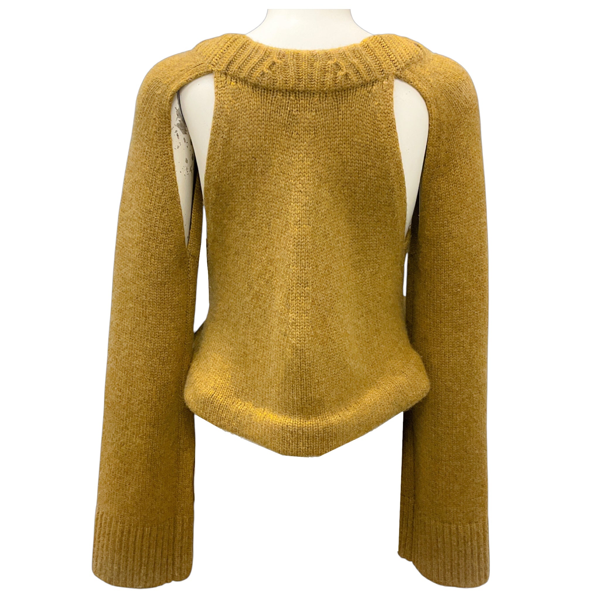 Khaite Gold Cut Out Detail Cropped Knit Sweater