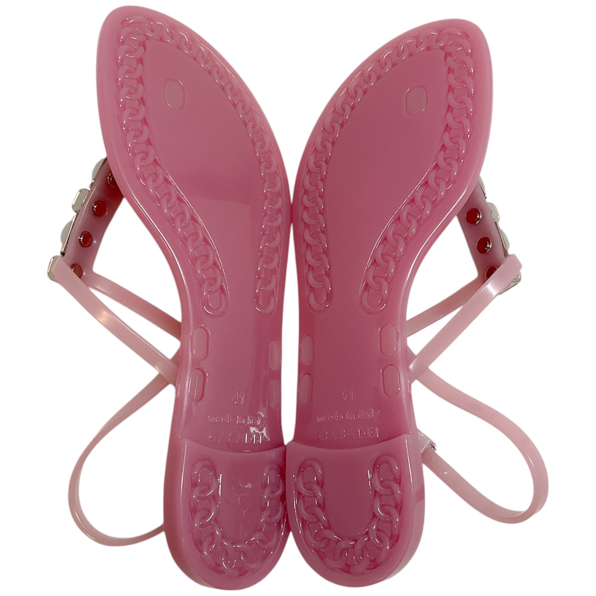 Casadei Beah Pinkhouse Jeweled Jelly Sandals