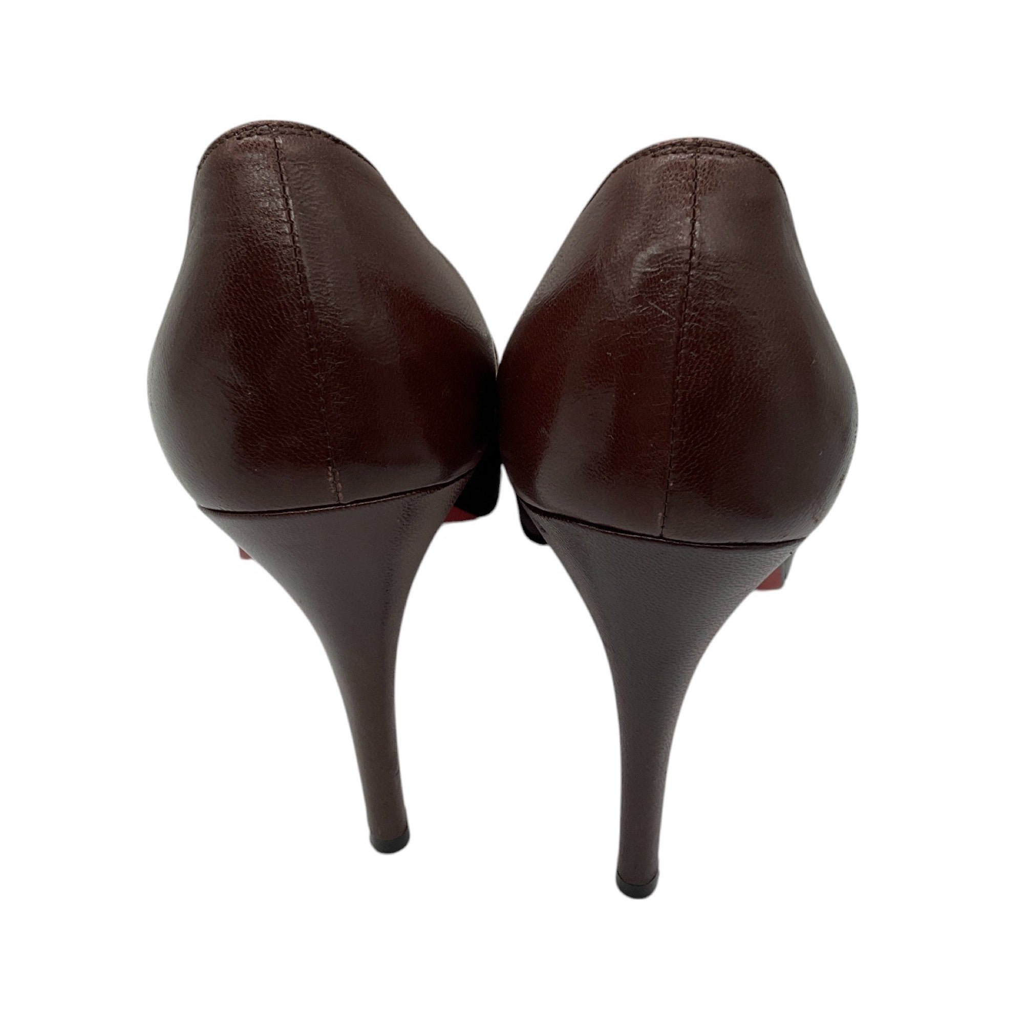 Christian Louboutin Brown Very Prive 120 Peep Toe Leather Pumps