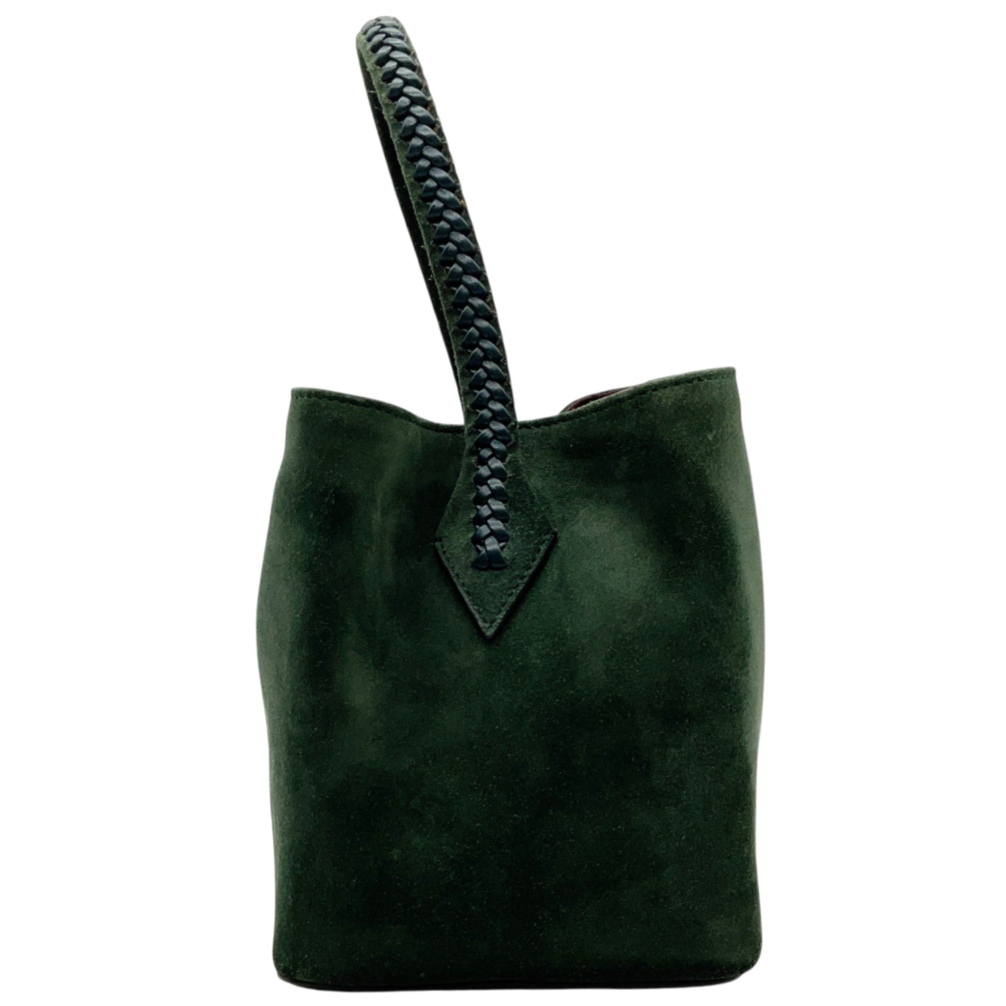 Métier Green Suede Vérité Mini Braided Leather Trimmed Tote