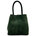 Load image into Gallery viewer, Métier Green Suede Vérité Mini Braided Leather Trimmed Tote
