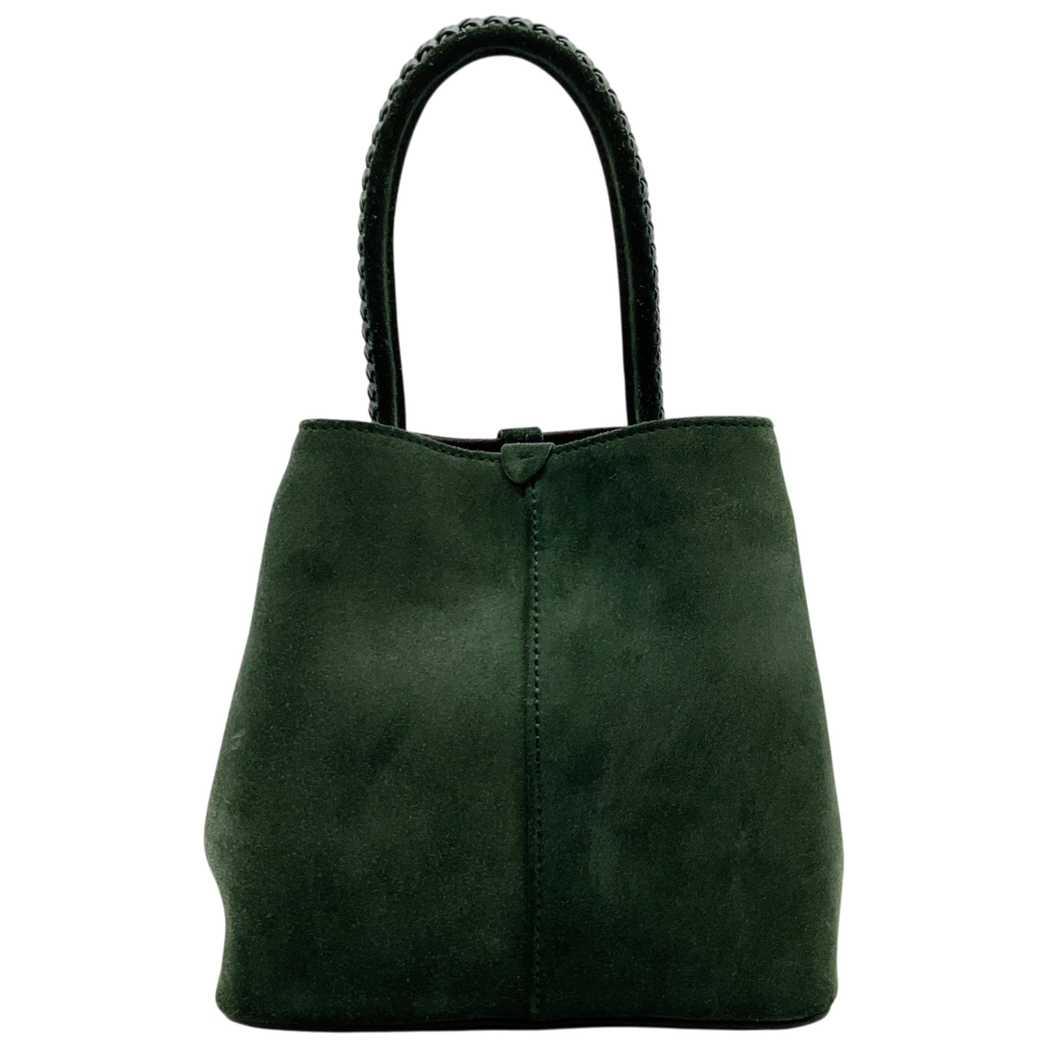 Métier Green Suede Vérité Mini Braided Leather Trimmed Tote