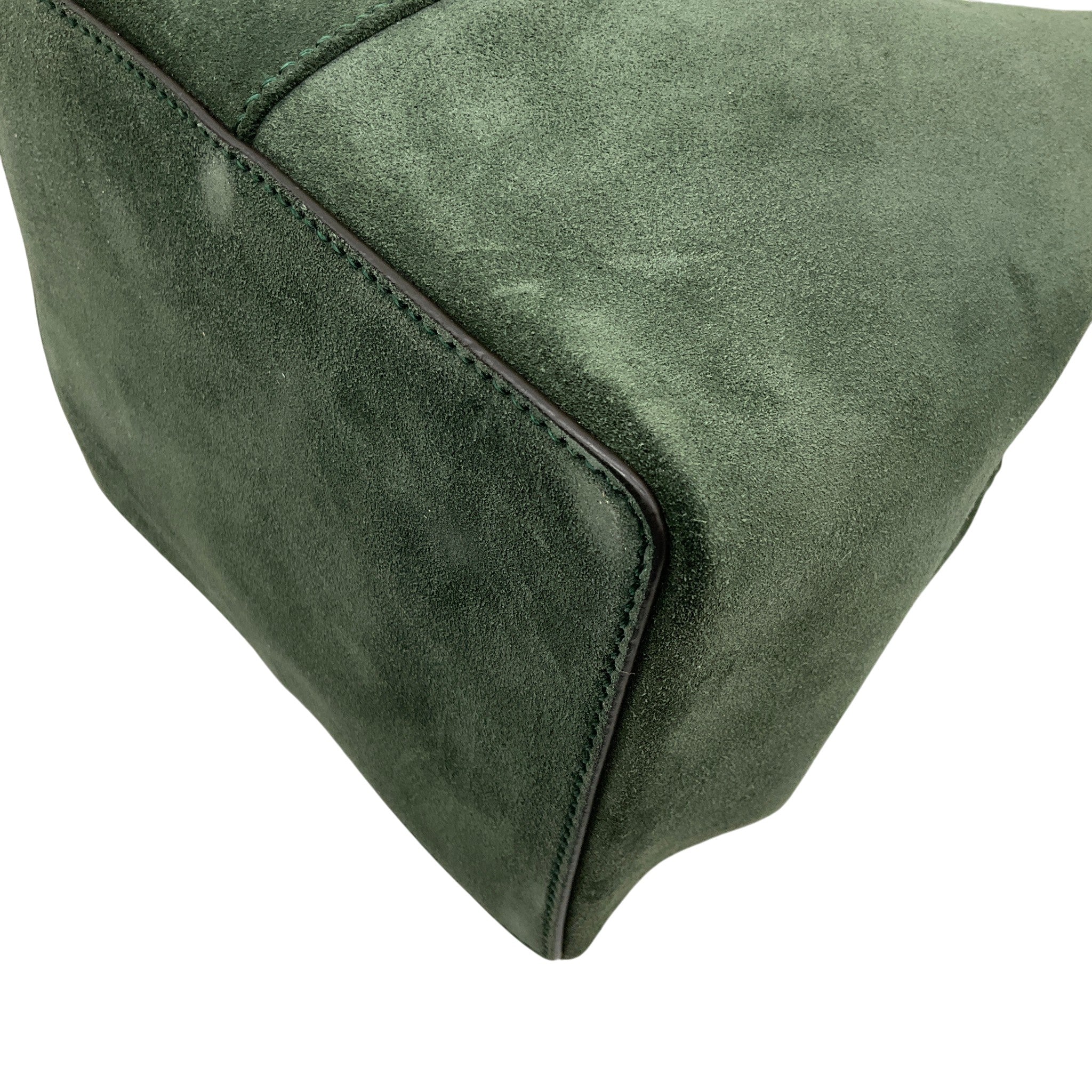 Métier Green Suede Vérité Mini Braided Leather Trimmed Tote