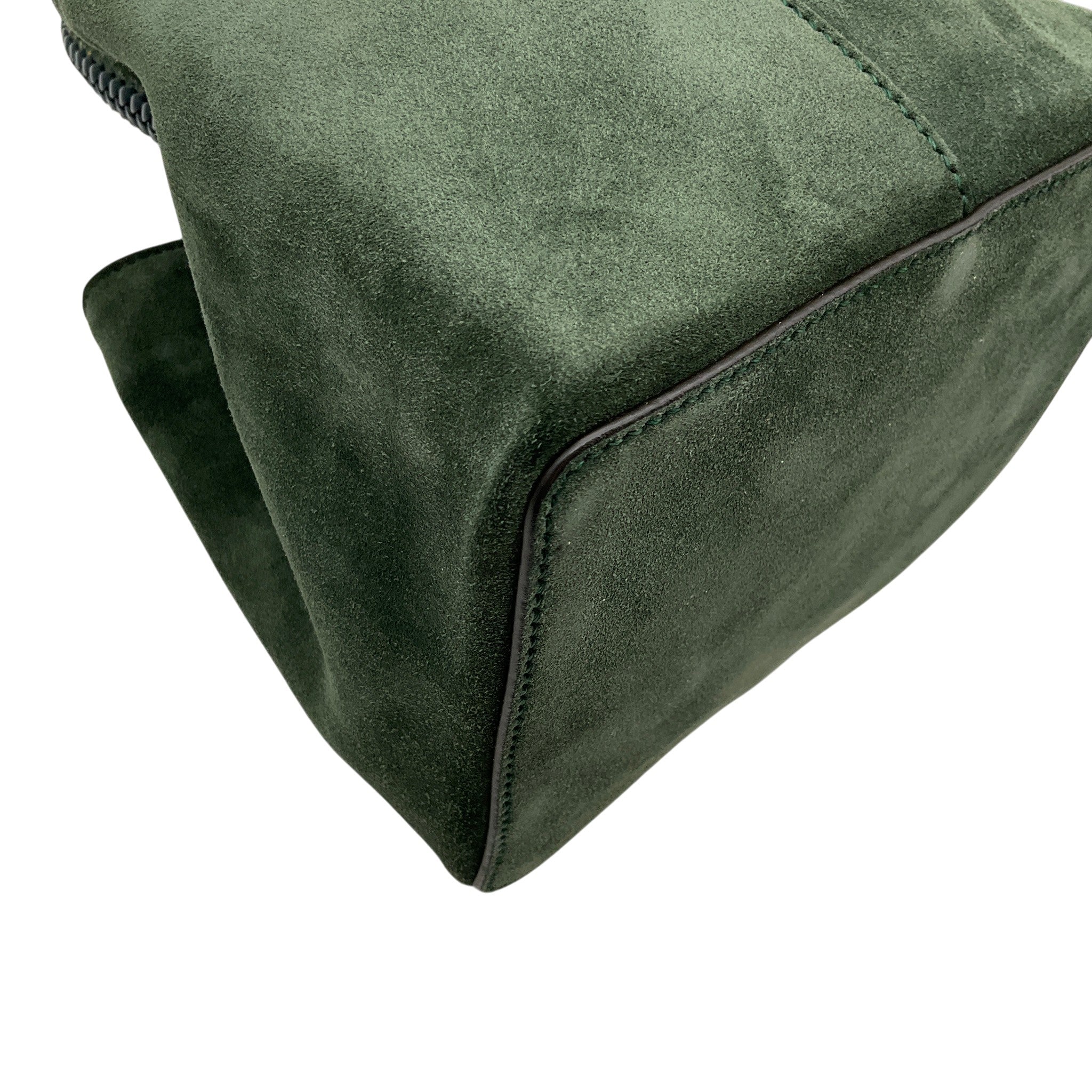 Métier Green Suede Vérité Mini Braided Leather Trimmed Tote