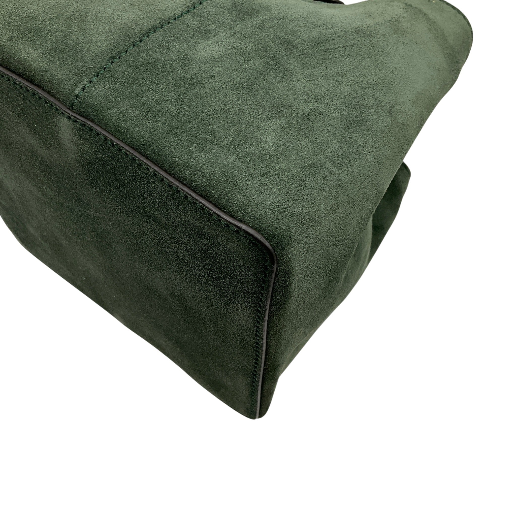 Métier Green Suede Vérité Mini Braided Leather Trimmed Tote