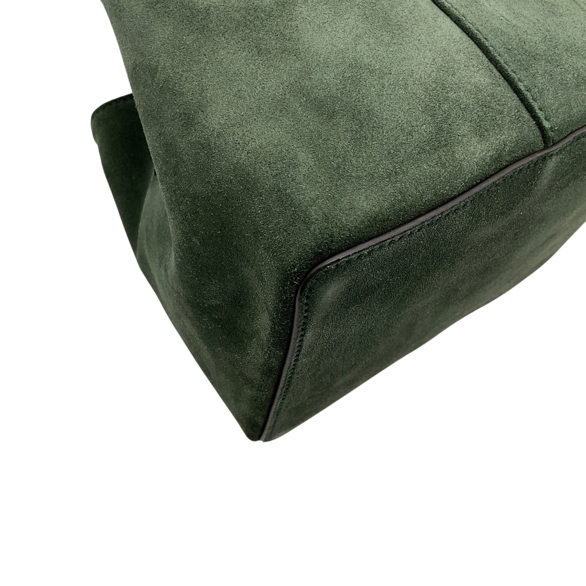 Métier Green Suede Vérité Mini Braided Leather Trimmed Tote