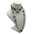 Load image into Gallery viewer, Chanel 2005 Turquoise, Pearl, Amethyst, and Green Stone Embellished Long Gold Chain Necklace
