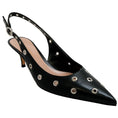 Load image into Gallery viewer, Gianvito Rossi Black Leather Kitten Heel Pump with Grommets

