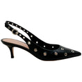 Load image into Gallery viewer, Gianvito Rossi Black Leather Kitten Heel Pump with Grommets
