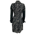 Load image into Gallery viewer, Burberry Black / White Belted Chevron Pattern Coat with Leather Sleeves
