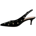 Load image into Gallery viewer, Gianvito Rossi Black Leather Kitten Heel Pump with Grommets
