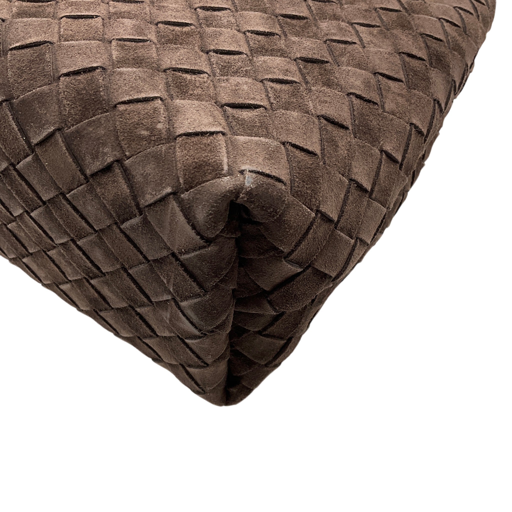 Bottega Veneta Brown Suede Intrecciato Medium Andiamo Shoulder Bag