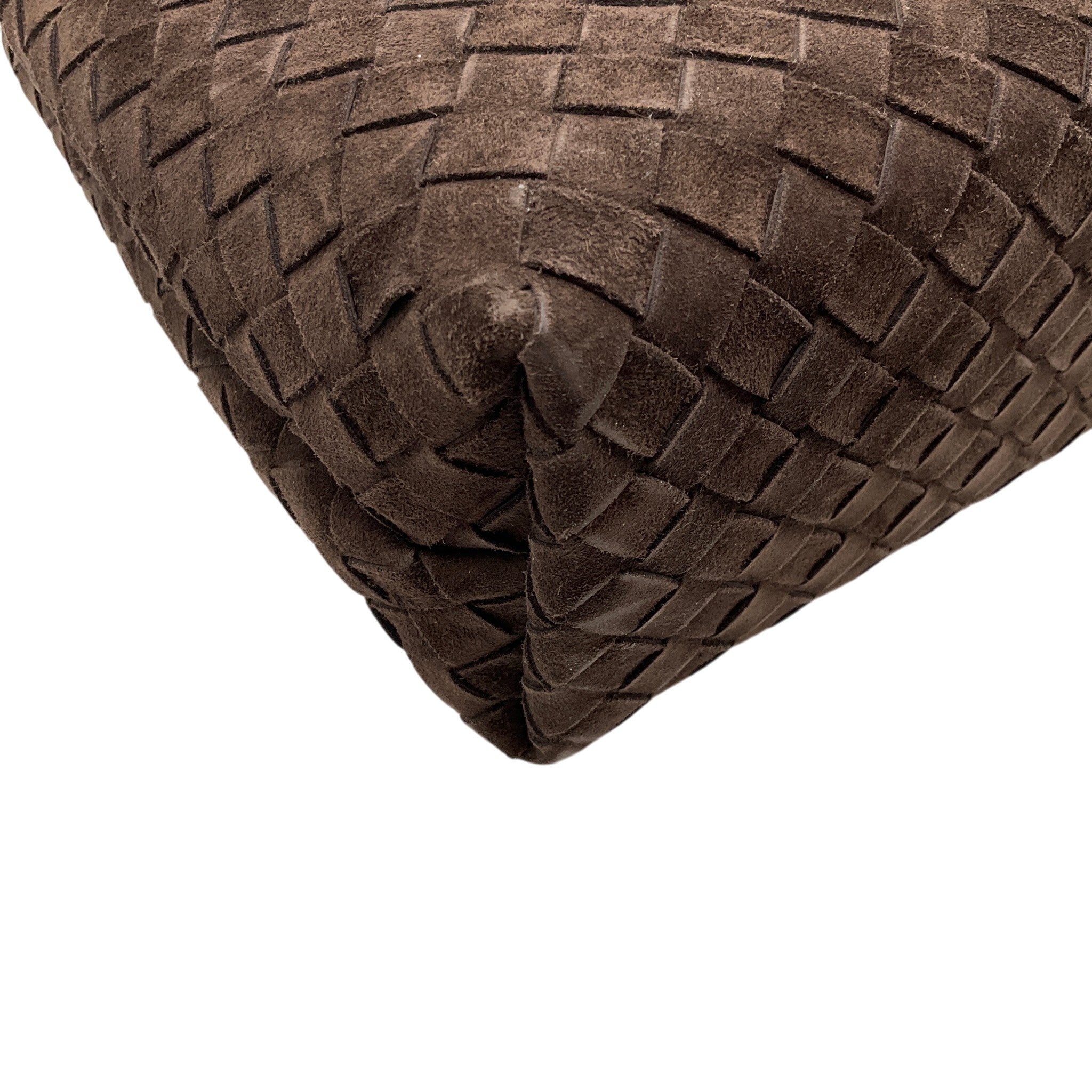 Bottega Veneta Brown Suede Intrecciato Medium Andiamo Shoulder Bag