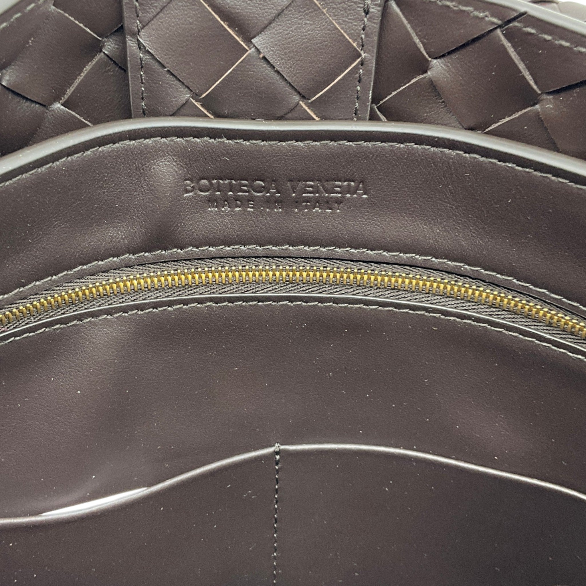 Bottega Veneta Brown Suede Intrecciato Medium Andiamo Shoulder Bag