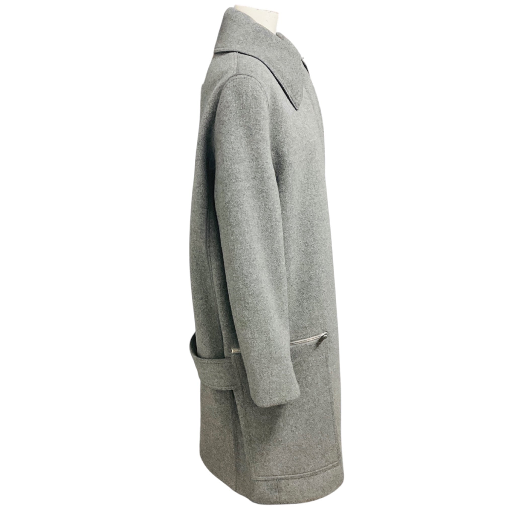 Stella McCartney Grey Zip Front Mid Length Wool Coat
