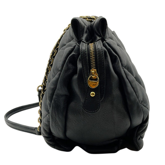Salvatore Ferragamo Black Leather Quilted Shoulder Bag with Bow
