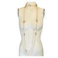 Load image into Gallery viewer, Chanel Vintage 1981 Clear Jumbo Crystal Station and Pearl Long Strand Sautoir Necklace
