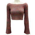 Load image into Gallery viewer, Chloe Multicolor Blue Cropped Bell Sleeved Cashmere and Silk Knit Sweater
