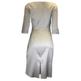 Load image into Gallery viewer, Talbot Runhof Silver Metallic Ruched Three-Quarter Sleeved Satin Midi Dress
