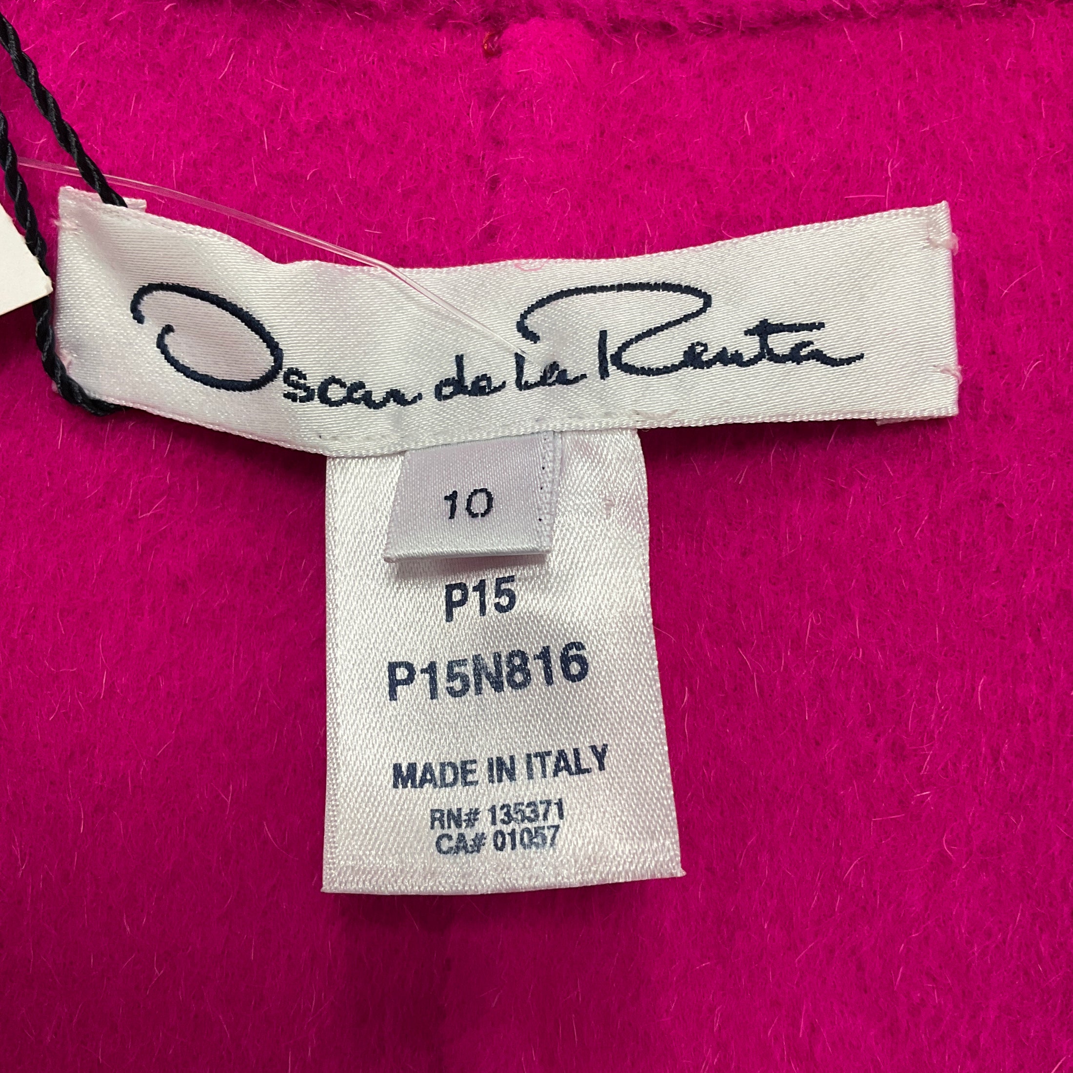 Oscar de la Renta Red / Pink Colorblock Wool and Cashmere Coat