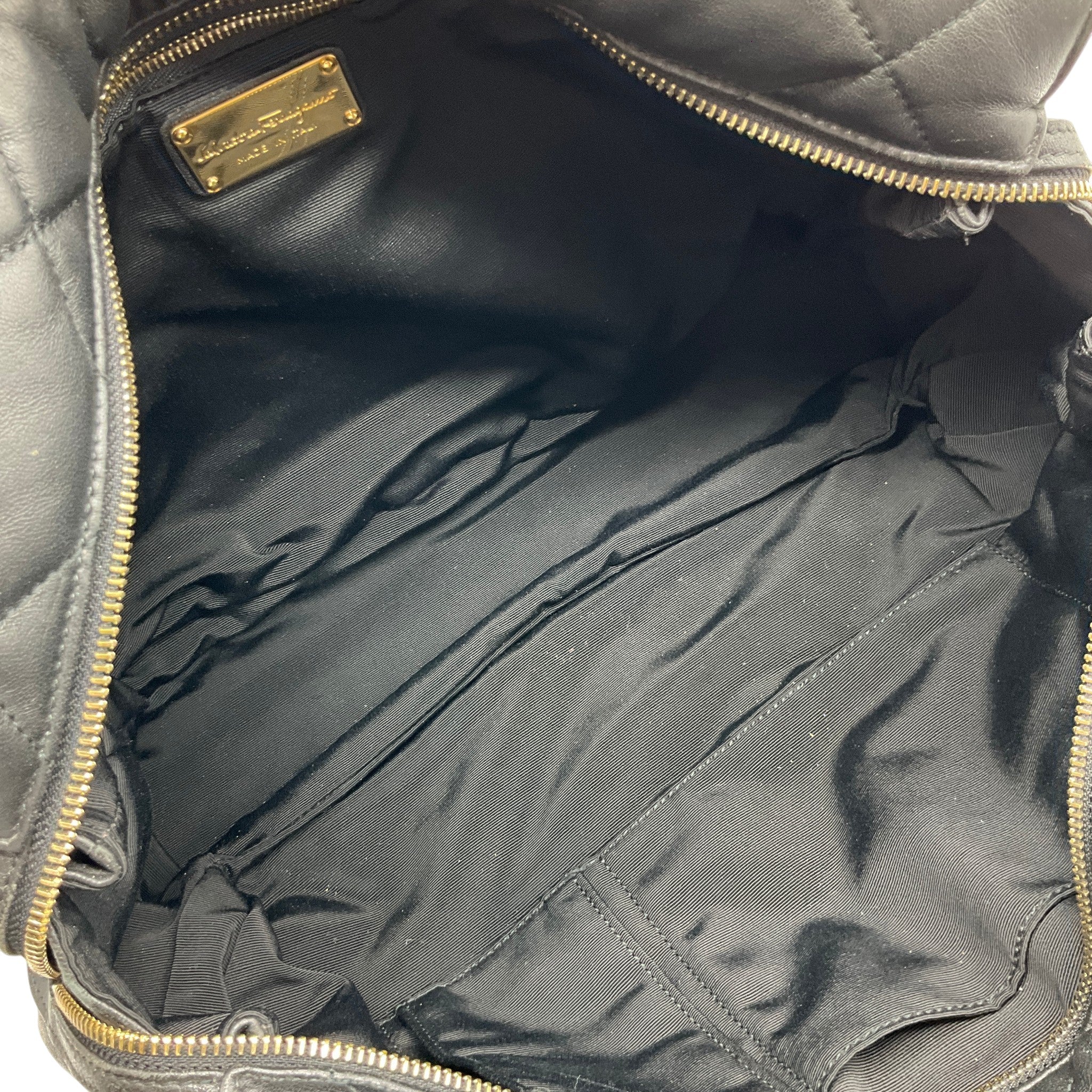 Salvatore Ferragamo Black Leather Quilted Shoulder Bag with Bow