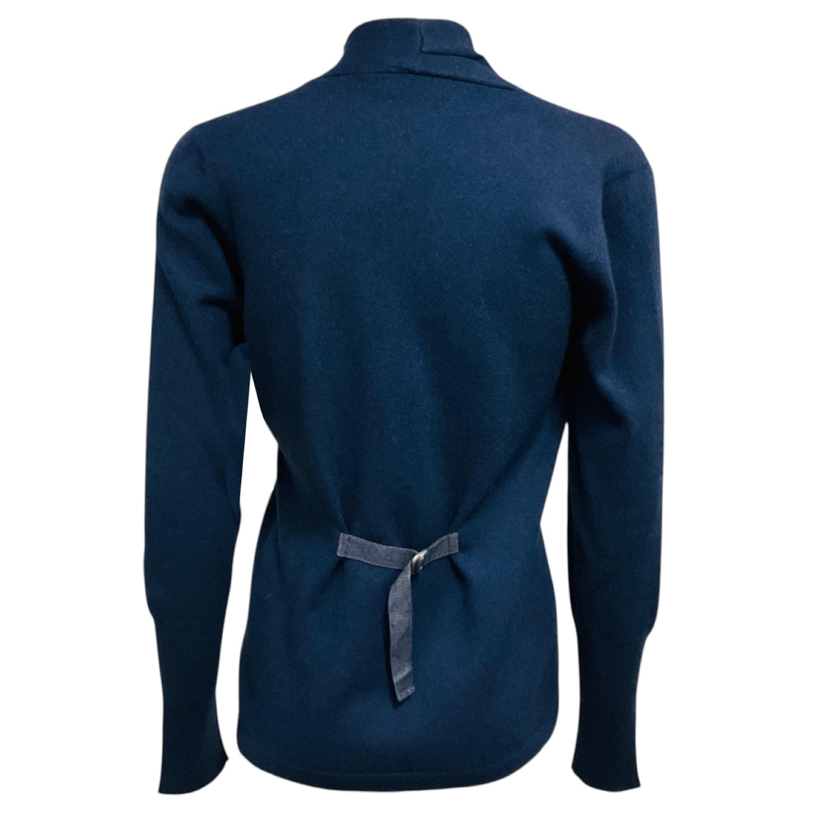 Brunello Cucinelli Navy Blue Pleated Detail Cashmere Knit Cardigan Sweater