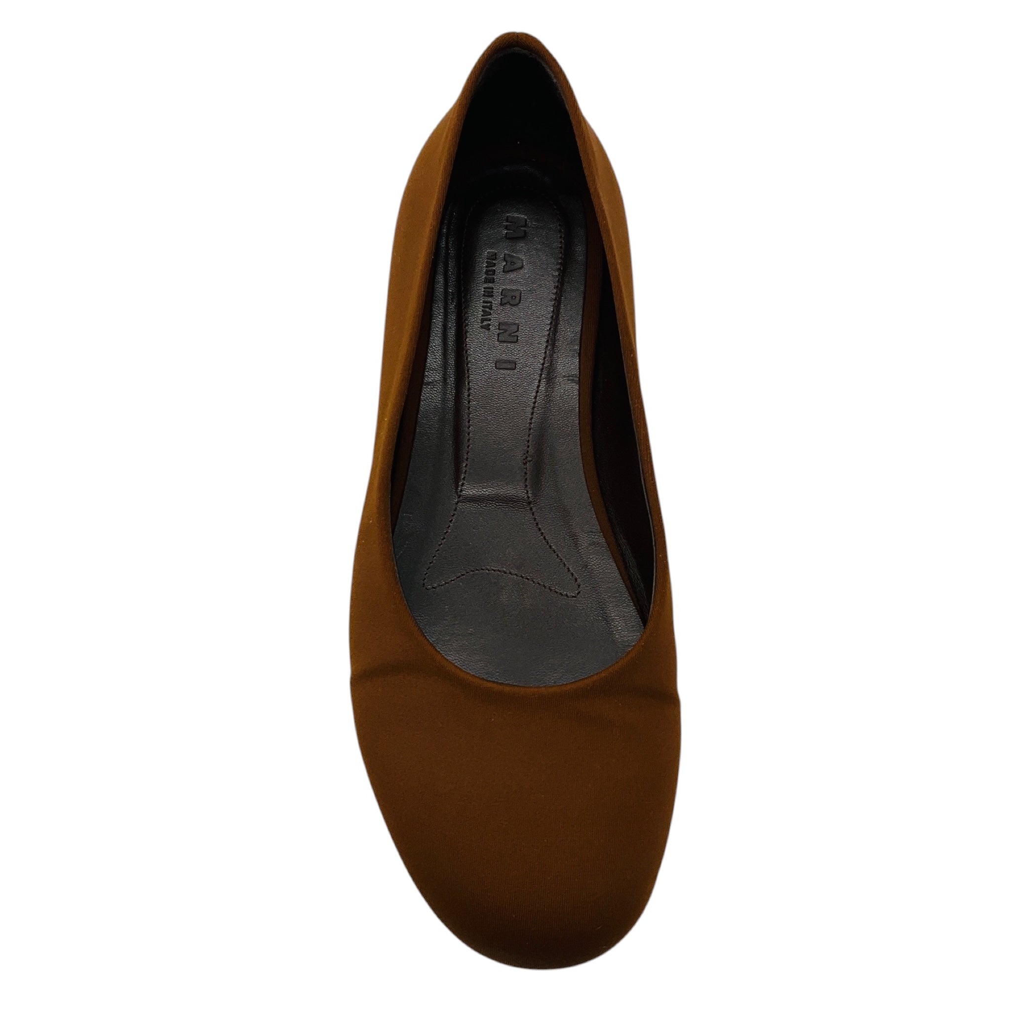 Marni Brown Round Toe Fabric Flats