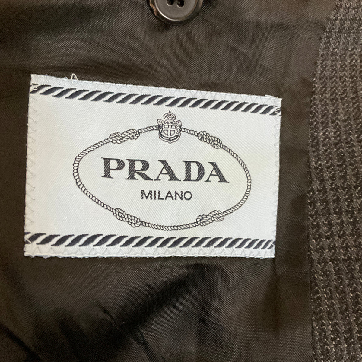 Prada Charcoal Grey Double Breasted Wool Plaid Blazer