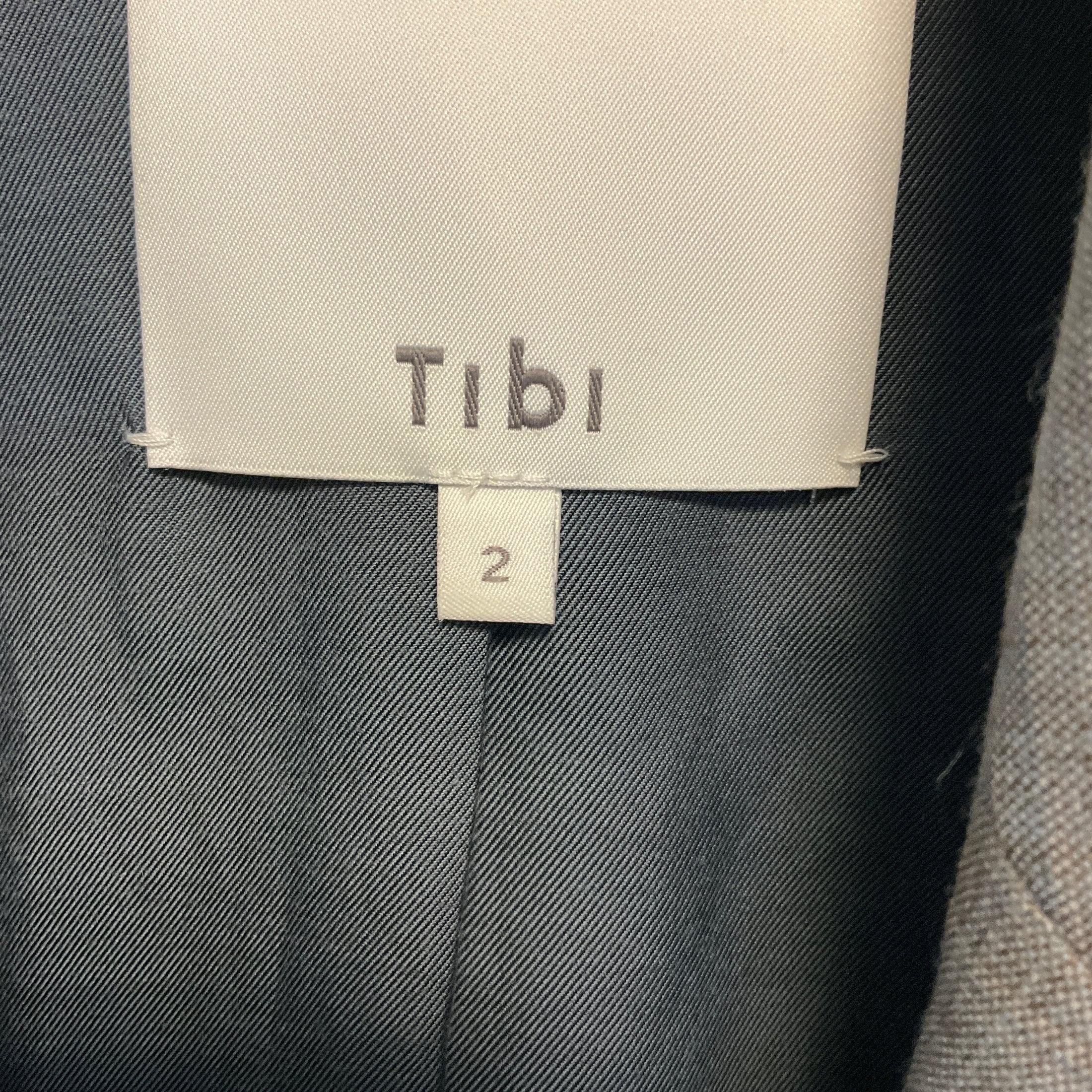 Tibi Grey Multi Grant Suiting Double Breasted Blazer