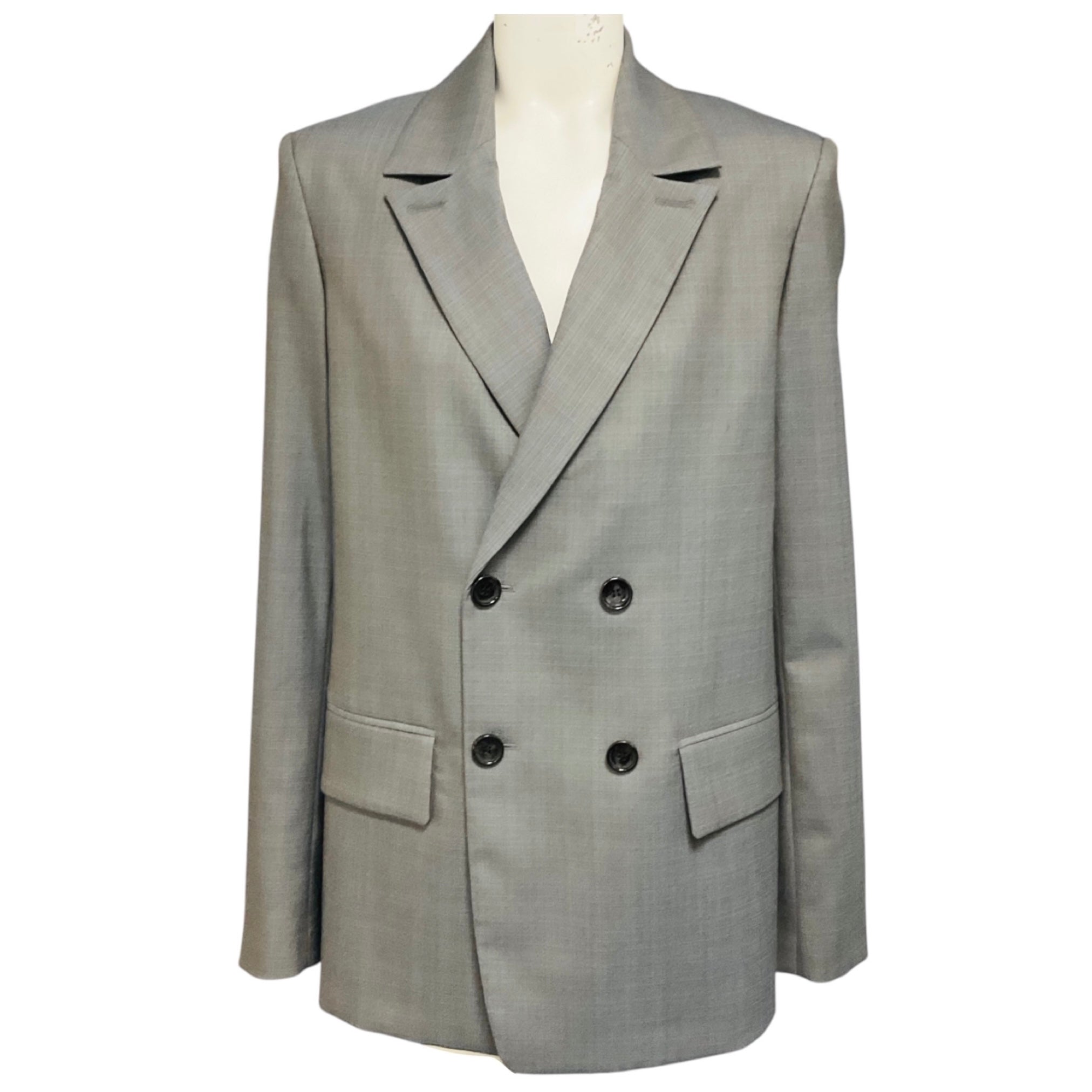 Tibi Grey Multi Grant Suiting Double Breasted Blazer