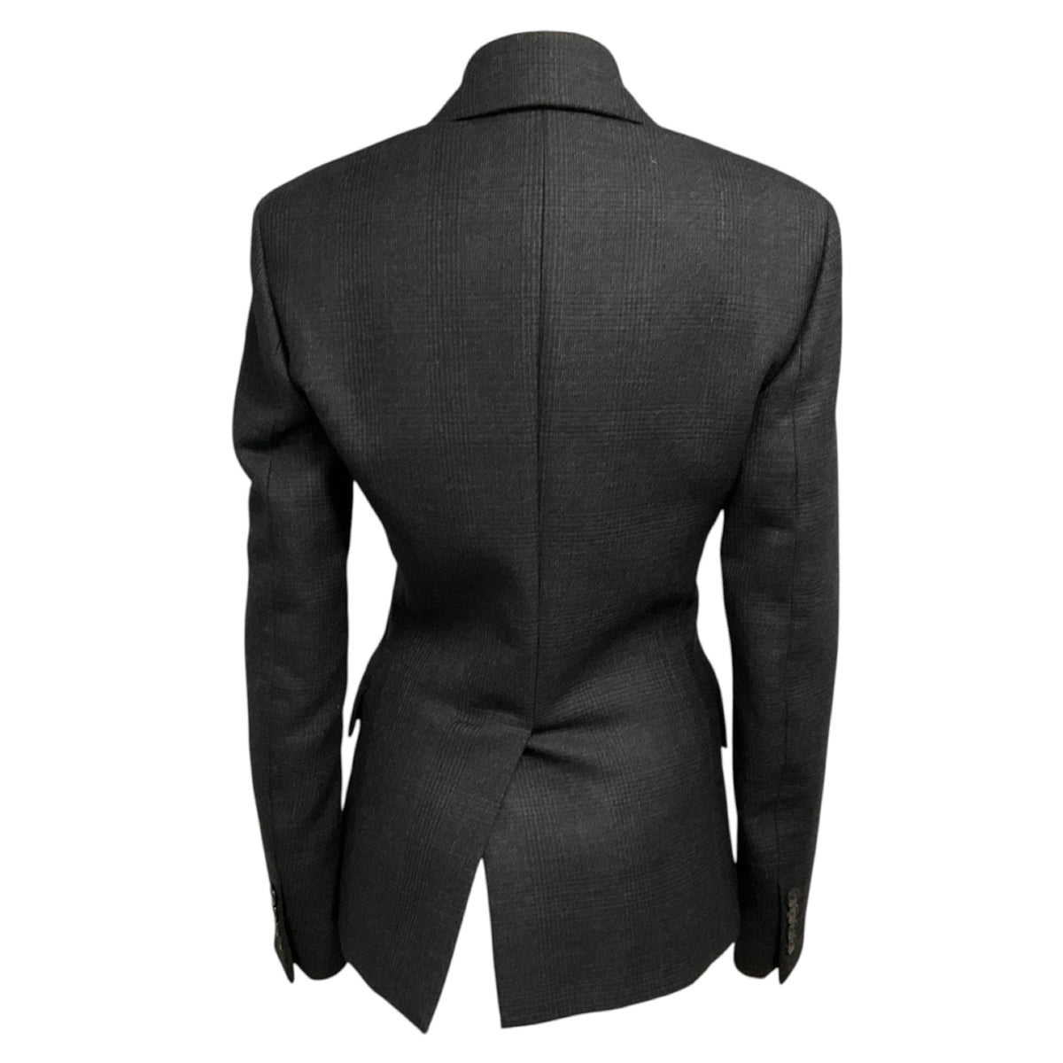 Prada Charcoal Grey Double Breasted Wool Plaid Blazer