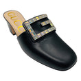 Load image into Gallery viewer, Gucci Black Crystal Embellished GG Logo Buckle Madelyn Leather Mule
