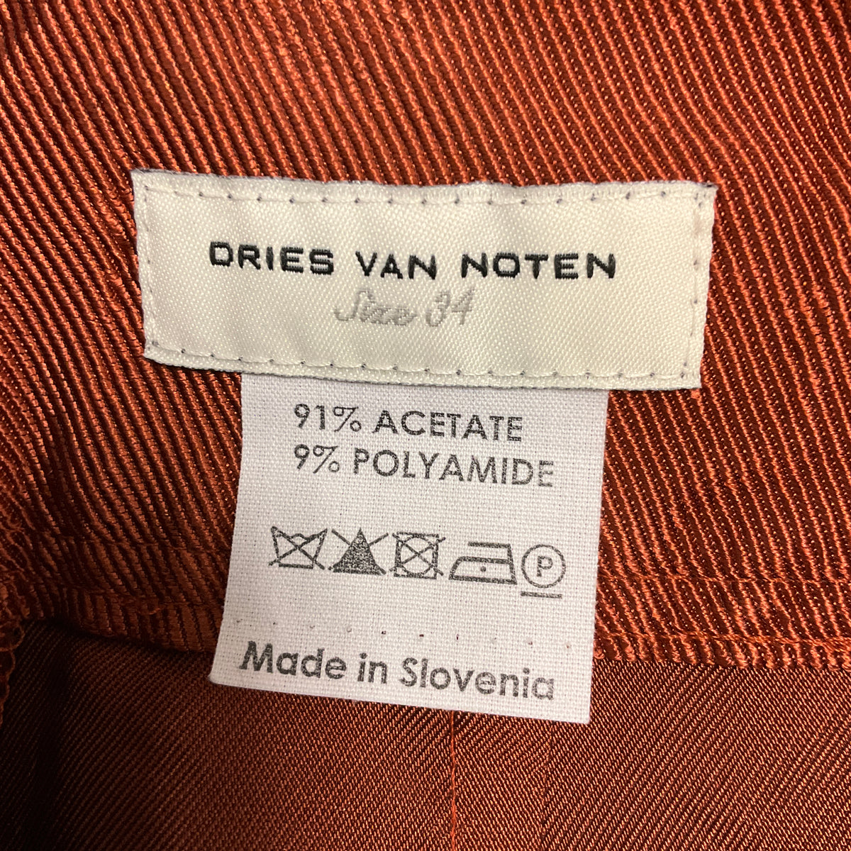 Dries Van Noten Copper Metallic Satin Jacquard Pants