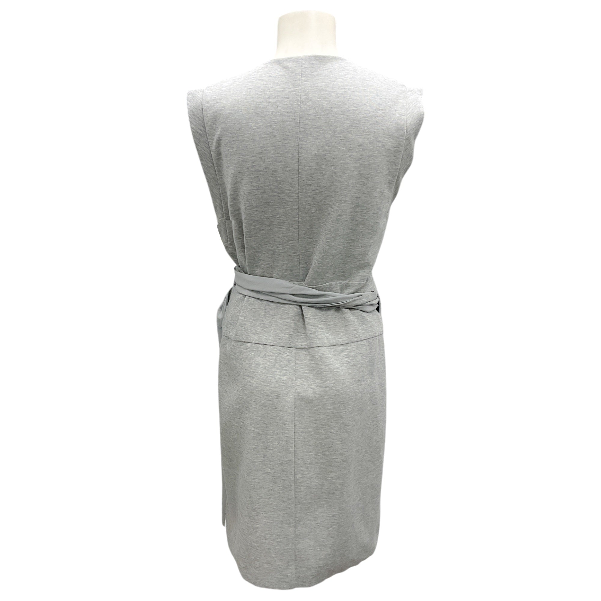 Brunello Cucinelli Grey Cotton Jersey Wrap Top