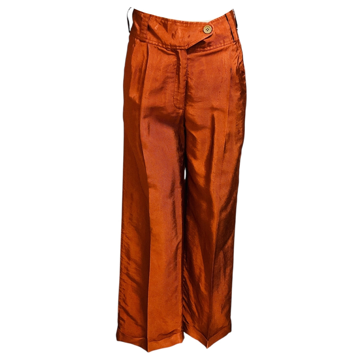 Dries Van Noten Copper Metallic Satin Jacquard Pants