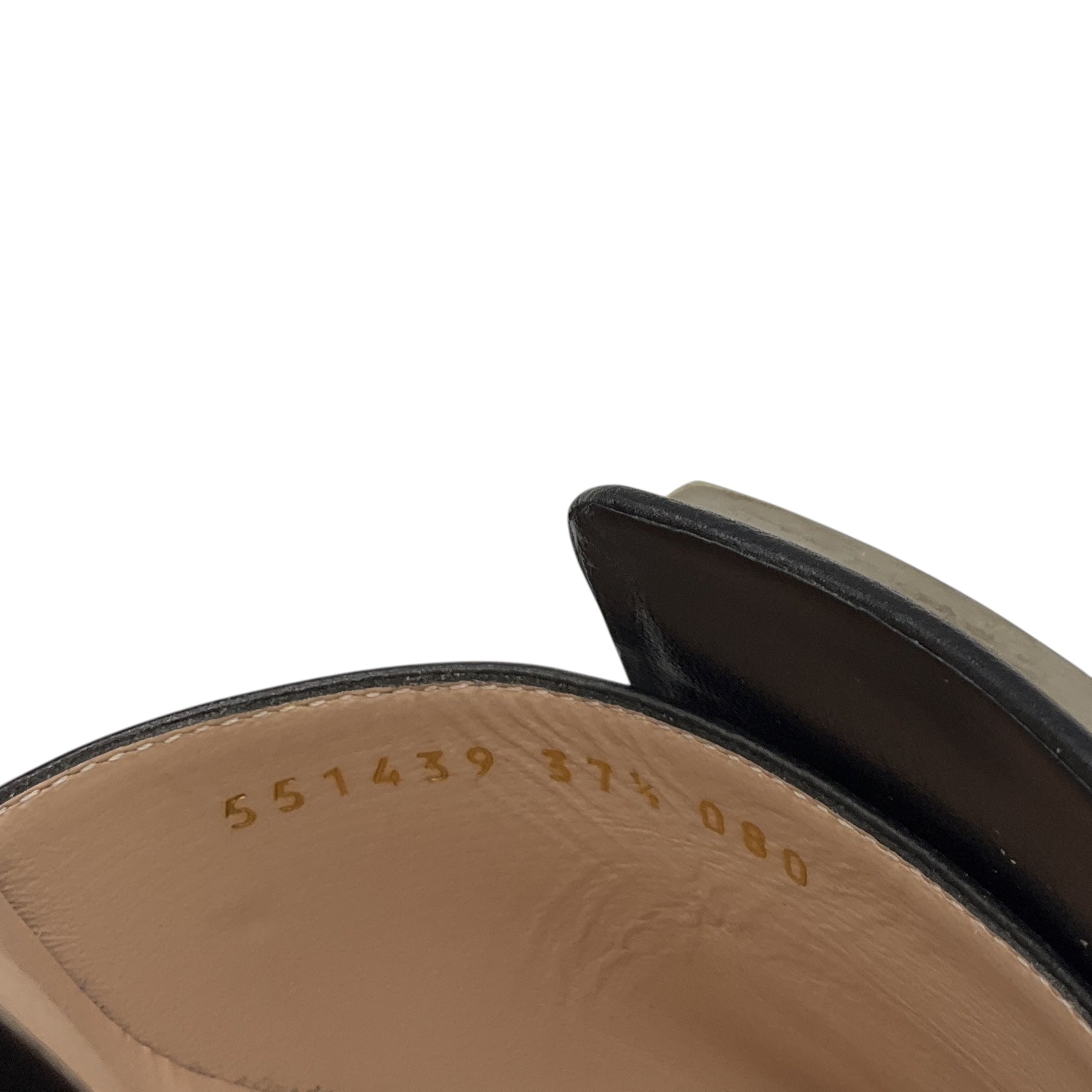 Gucci Black Crystal Embellished GG Logo Buckle Madelyn Leather Mule